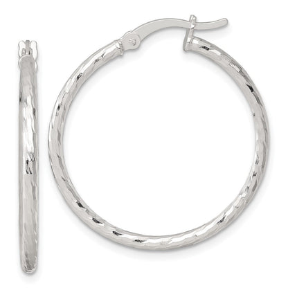 Sterlingsilber Poliert Diamantiert 30x2mm Rund Creolen