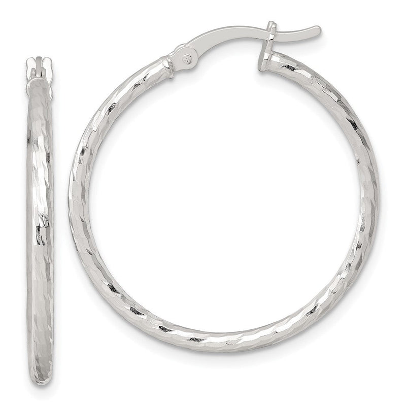 Sterlingsilber Poliert Diamantiert 30x2mm Rund Creolen