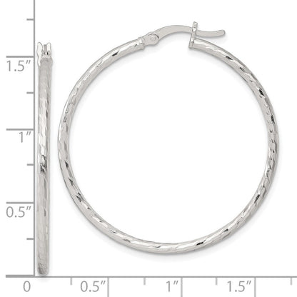 Sterlingsilber Poliert Diamantiert 40x2mm Rund Creolen