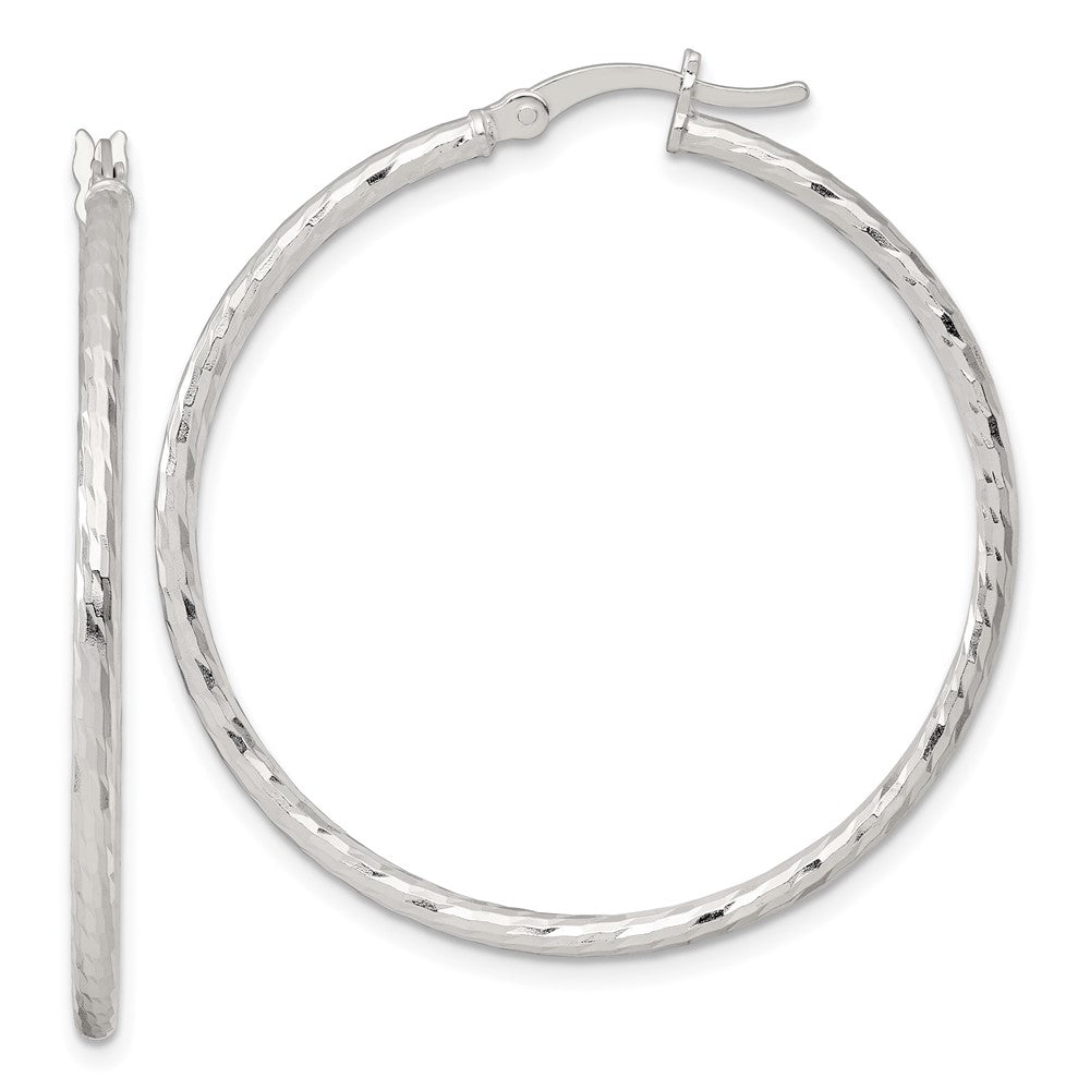 Sterlingsilber Poliert Diamantiert 40x2mm Rund Creolen
