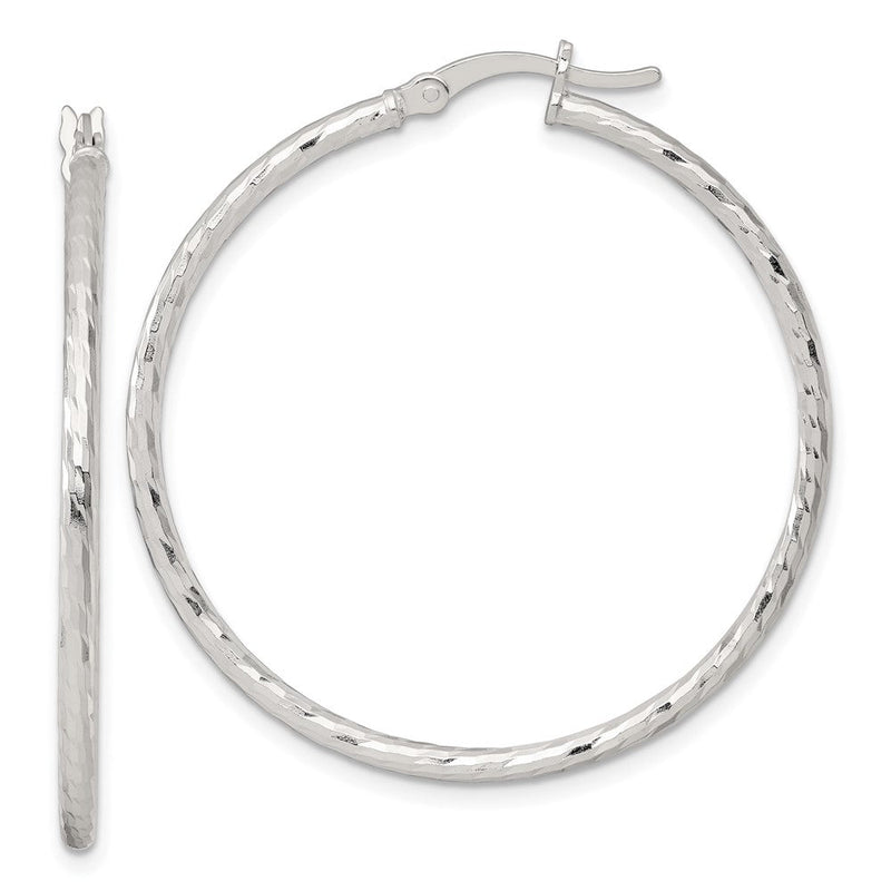 Sterlingsilber Poliert Diamantiert 40x2mm Rund Creolen