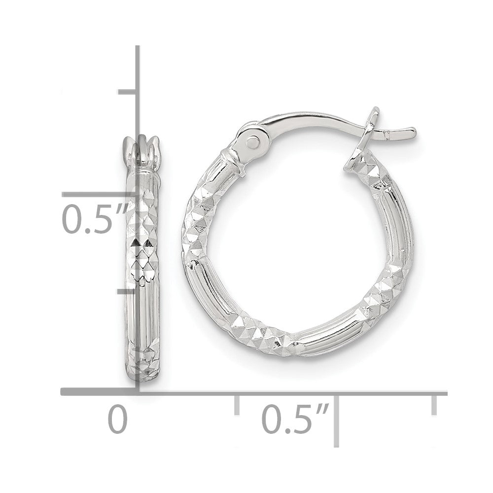 Sterlingsilber Poliert Diamantiert Strukturiert 16x2.25mm Rund Creolen