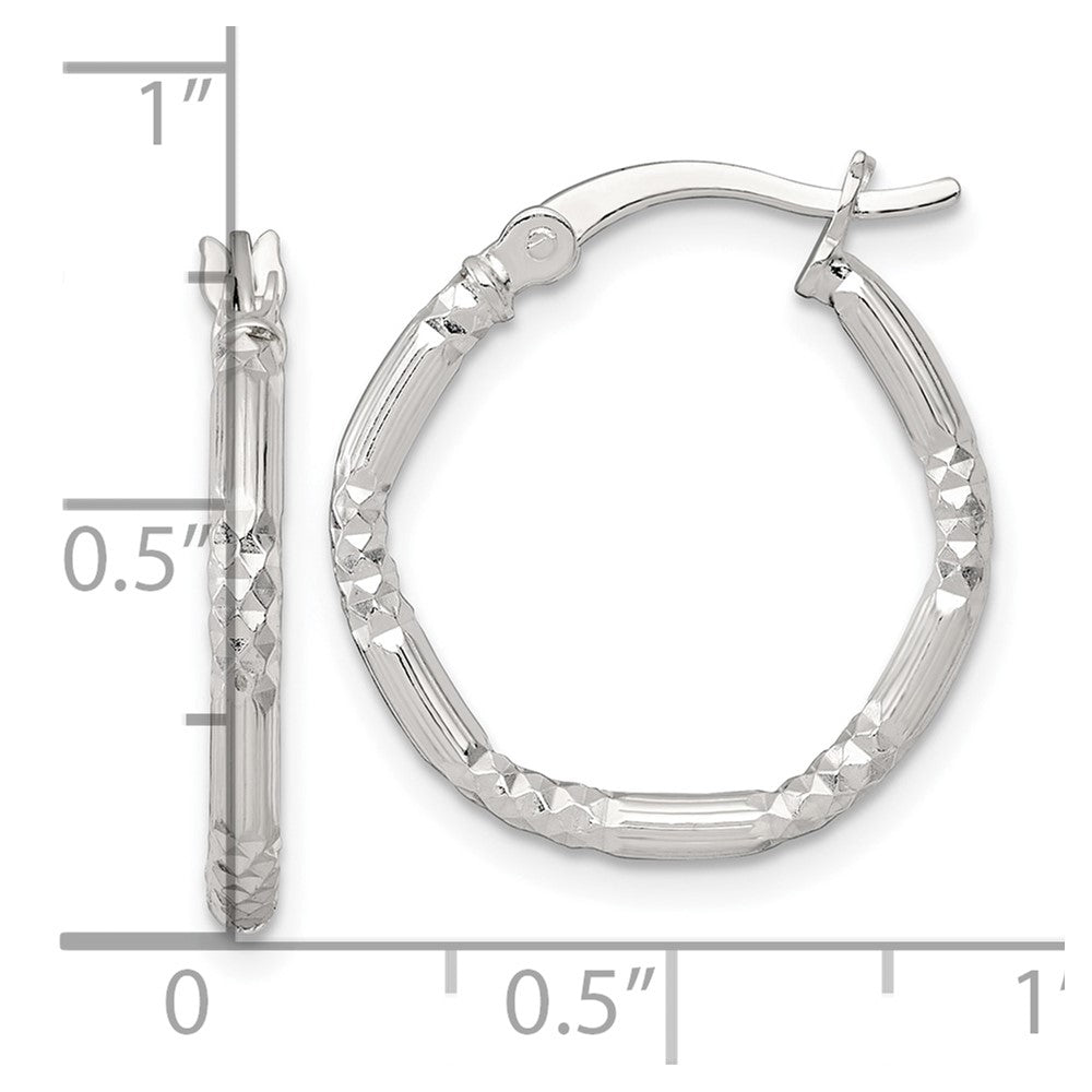 Sterlingsilber Poliert Diamantiert Strukturiert 20x2.25mm Rund Creolen