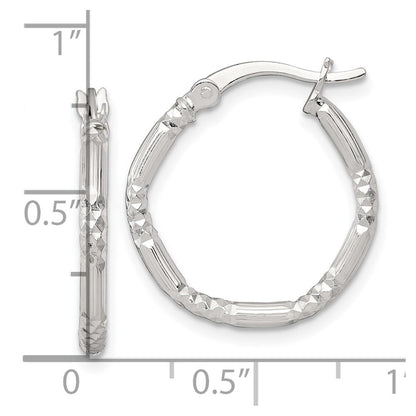 Sterlingsilber Poliert Diamantiert Strukturiert 20x2.25mm Rund Creolen