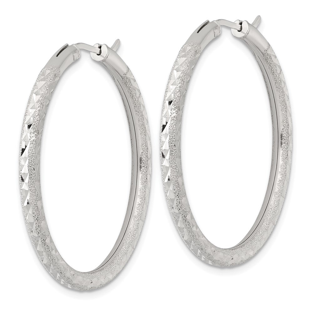 Sterlingsilber Lasergraviert/dia-cut 40x3.25mm Hidden Catch Rund Creolen