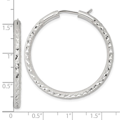 Sterlingsilber Lasergraviert/dia-cut 40x3.25mm Hidden Catch Rund Creolen