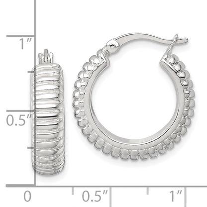 Sterlingsilber Poliert und Gerillt 21x6mm Rund Creolen