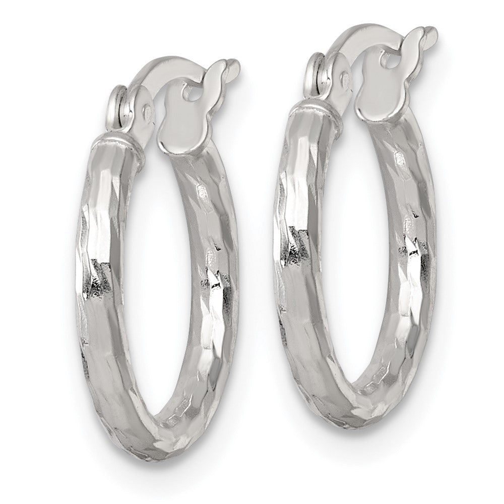 Sterlingsilber Poliert Diamantiert 2.0mm Rund Creolen