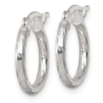 Sterlingsilber Poliert Diamantiert 2.0mm Rund Creolen