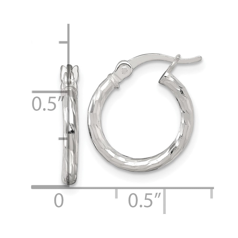 Sterlingsilber Poliert Diamantiert 2.0mm Rund Creolen