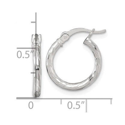 Sterlingsilber Poliert Diamantiert 2.0mm Rund Creolen