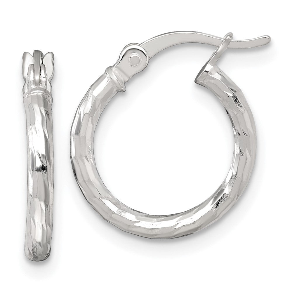 Sterlingsilber Poliert Diamantiert 2.0mm Rund Creolen