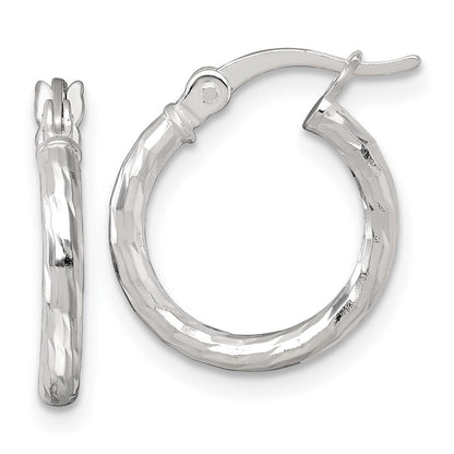 Sterlingsilber Poliert Diamantiert 2.0mm Rund Creolen