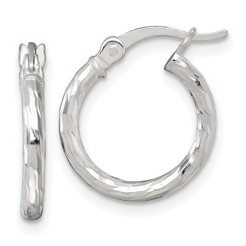 Sterlingsilber Poliert Diamantiert 2.0mm Rund Creolen