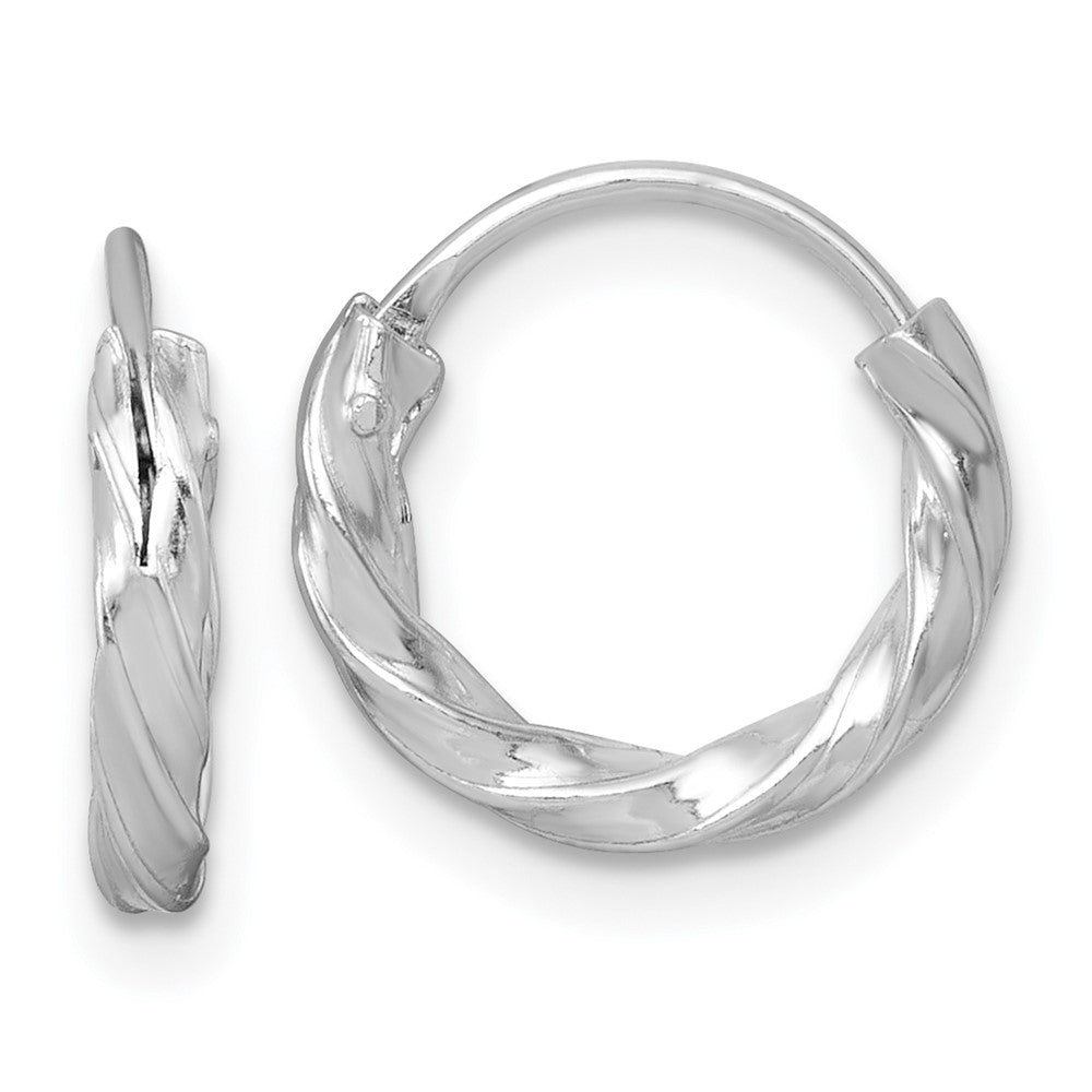 Sterlingsilber Rhodiniert Poliert Gedreht 13x2.25mm Rund Creolen