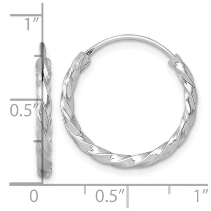 Sterlingsilber Rhodiniert Poliert Gedreht 20x2.25mm Rund Creolen