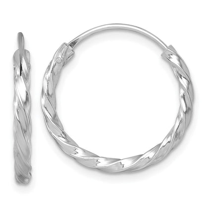 Sterlingsilber Rhodiniert Poliert Gedreht 20x2.25mm Rund Creolen