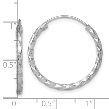 Sterlingsilber Rhodiniert Poliert Gedreht 26x2.25mm Rund Creolen