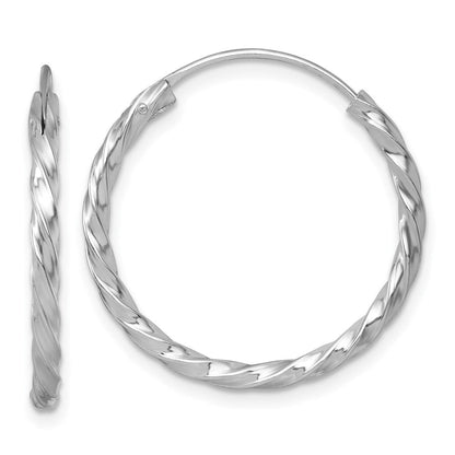 Sterlingsilber Rhodiniert Poliert Gedreht 26x2.25mm Rund Creolen