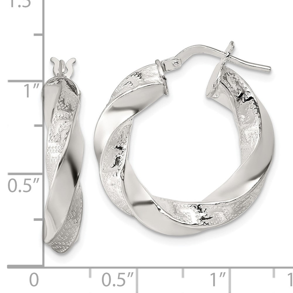 Sterlingsilber Poliert Greek Key 5mm Gedreht Creolen