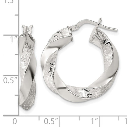 Sterlingsilber Poliert Greek Key 5mm Gedreht Creolen