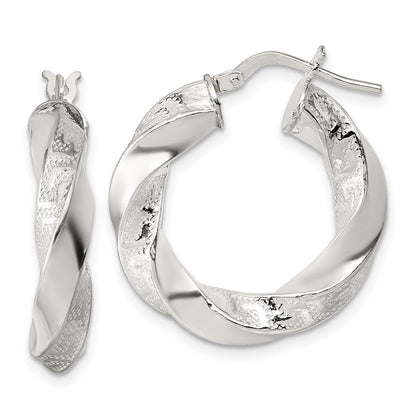 Sterlingsilber Poliert Greek Key 5mm Gedreht Creolen