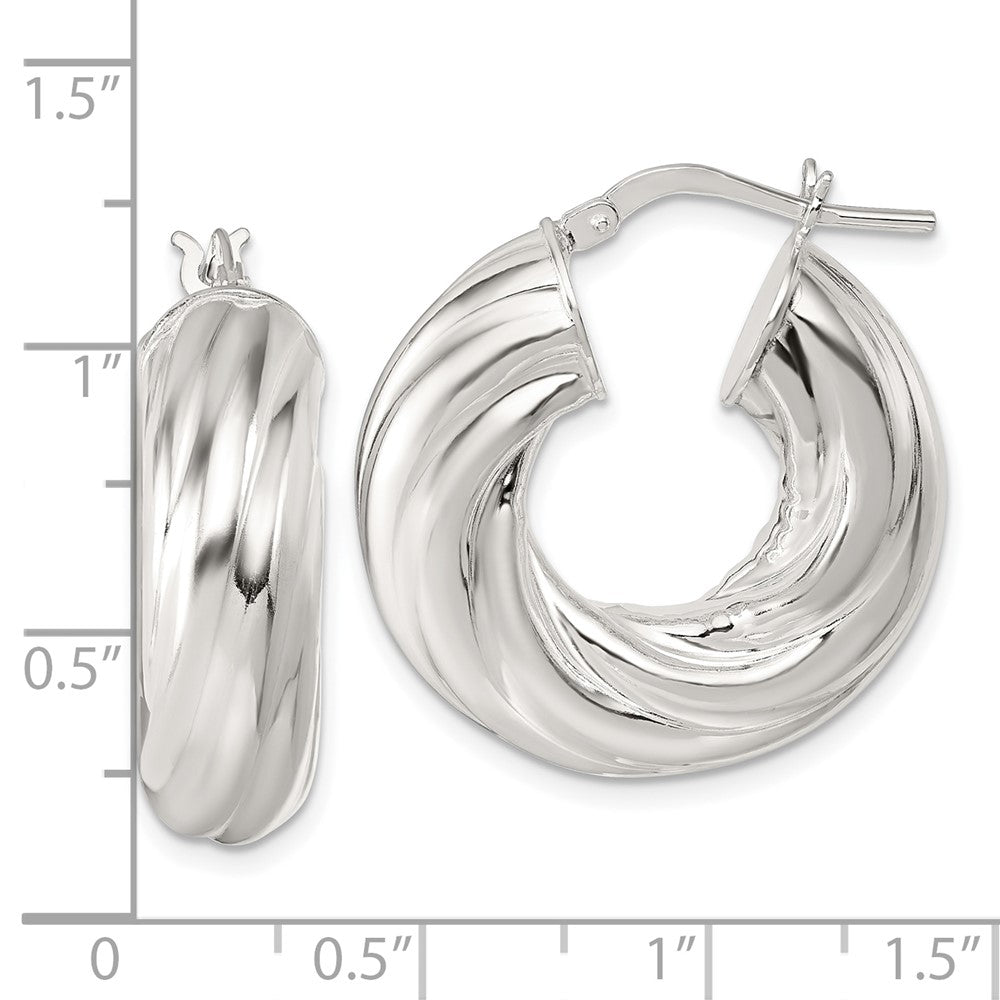 Sterlingsilber Poliert 8mm Gedreht Creolen