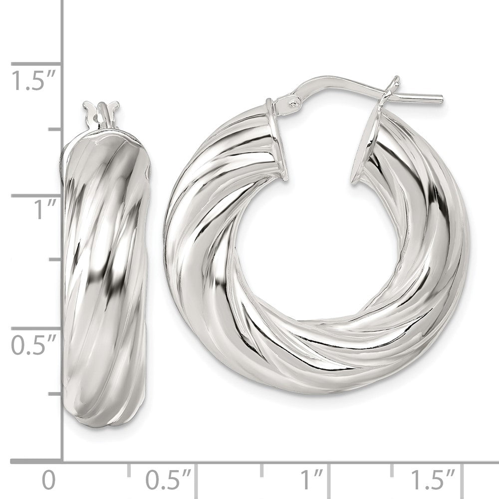 Sterlingsilber Poliert 8mm Gedreht Creolen
