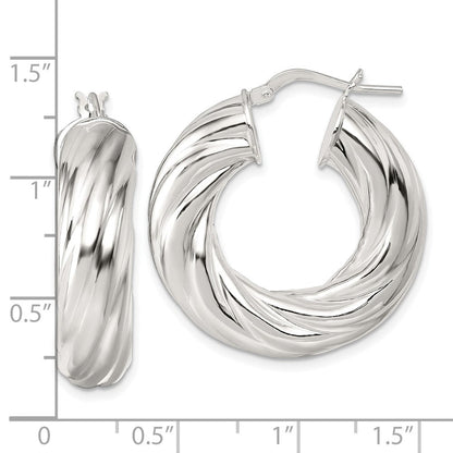 Sterlingsilber Poliert 8mm Gedreht Creolen