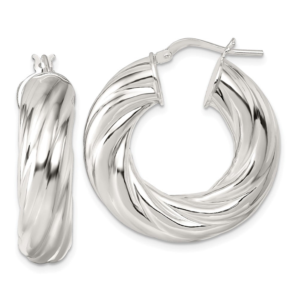 Sterlingsilber Poliert 8mm Gedreht Creolen
