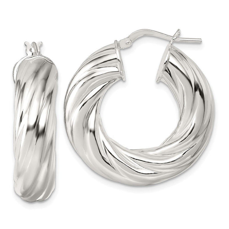 Sterlingsilber Poliert 8mm Gedreht Creolen