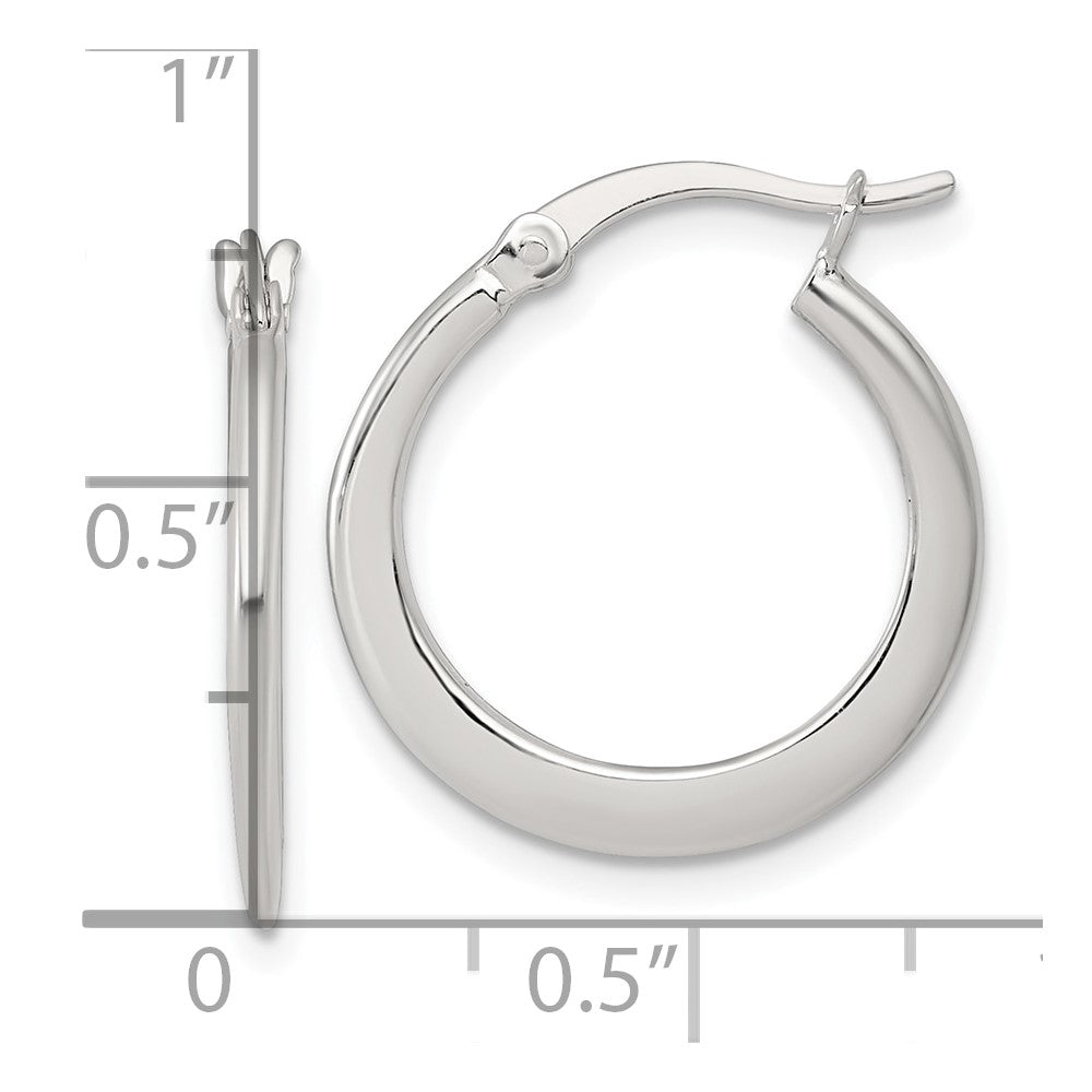 Sterlingsilber Poliert 20.0mm Verjüngt Rund Creolen