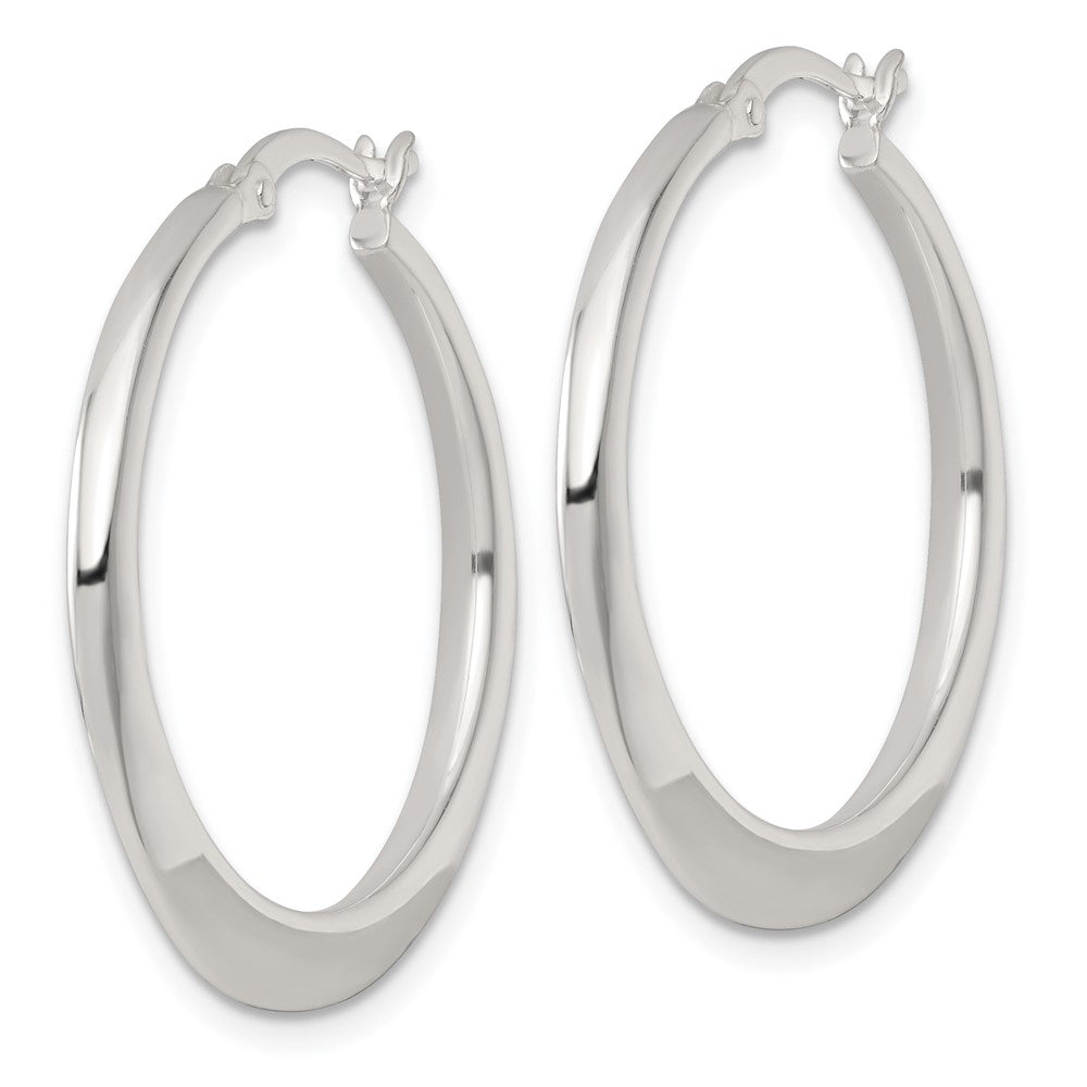 Sterlingsilber Poliert 30.0mm Verjüngt Rund Creolen