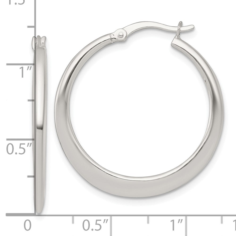 Sterlingsilber Poliert 30.0mm Verjüngt Rund Creolen