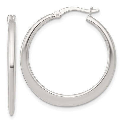 Sterlingsilber Poliert 30.0mm Verjüngt Rund Creolen