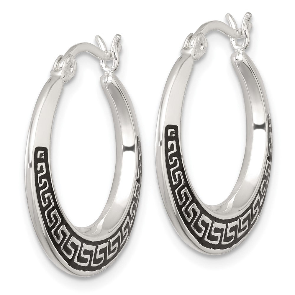 Sterlingsilber Poliert und Emailliert Greek Key Creolen