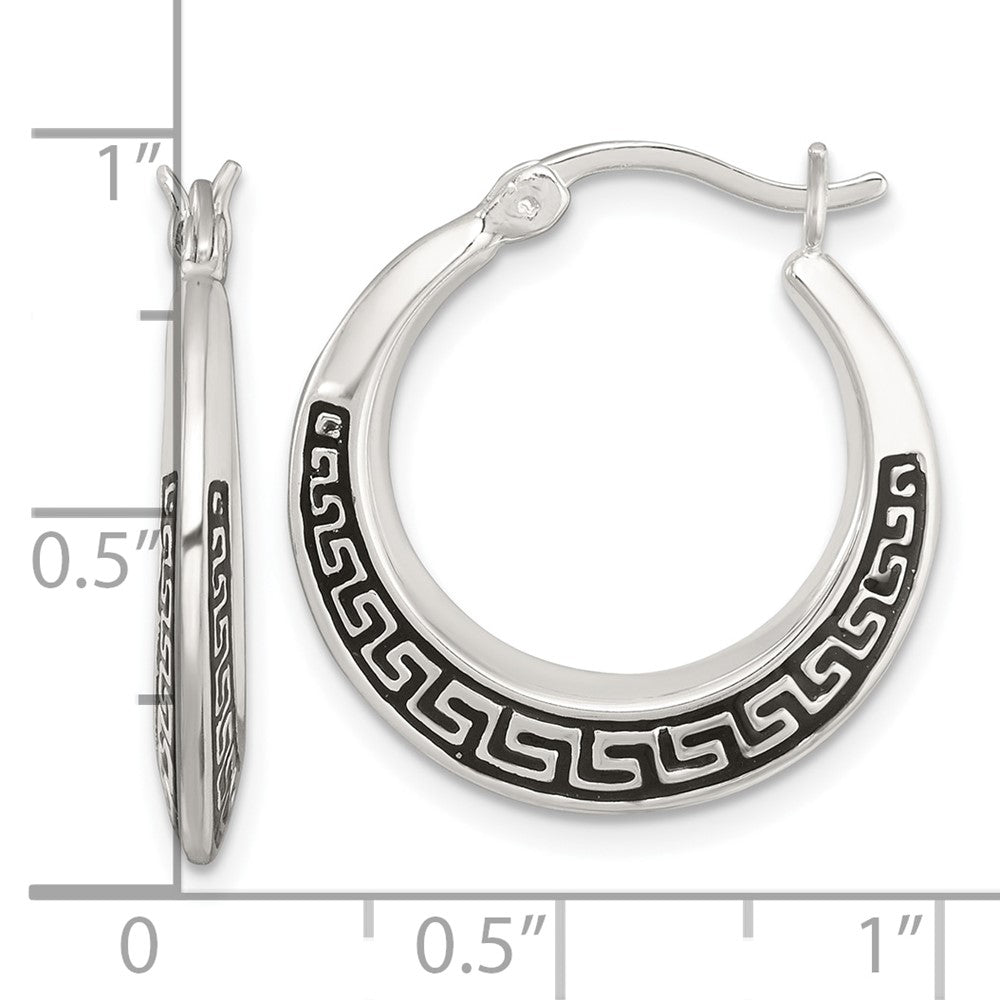 Sterlingsilber Poliert und Emailliert Greek Key Creolen
