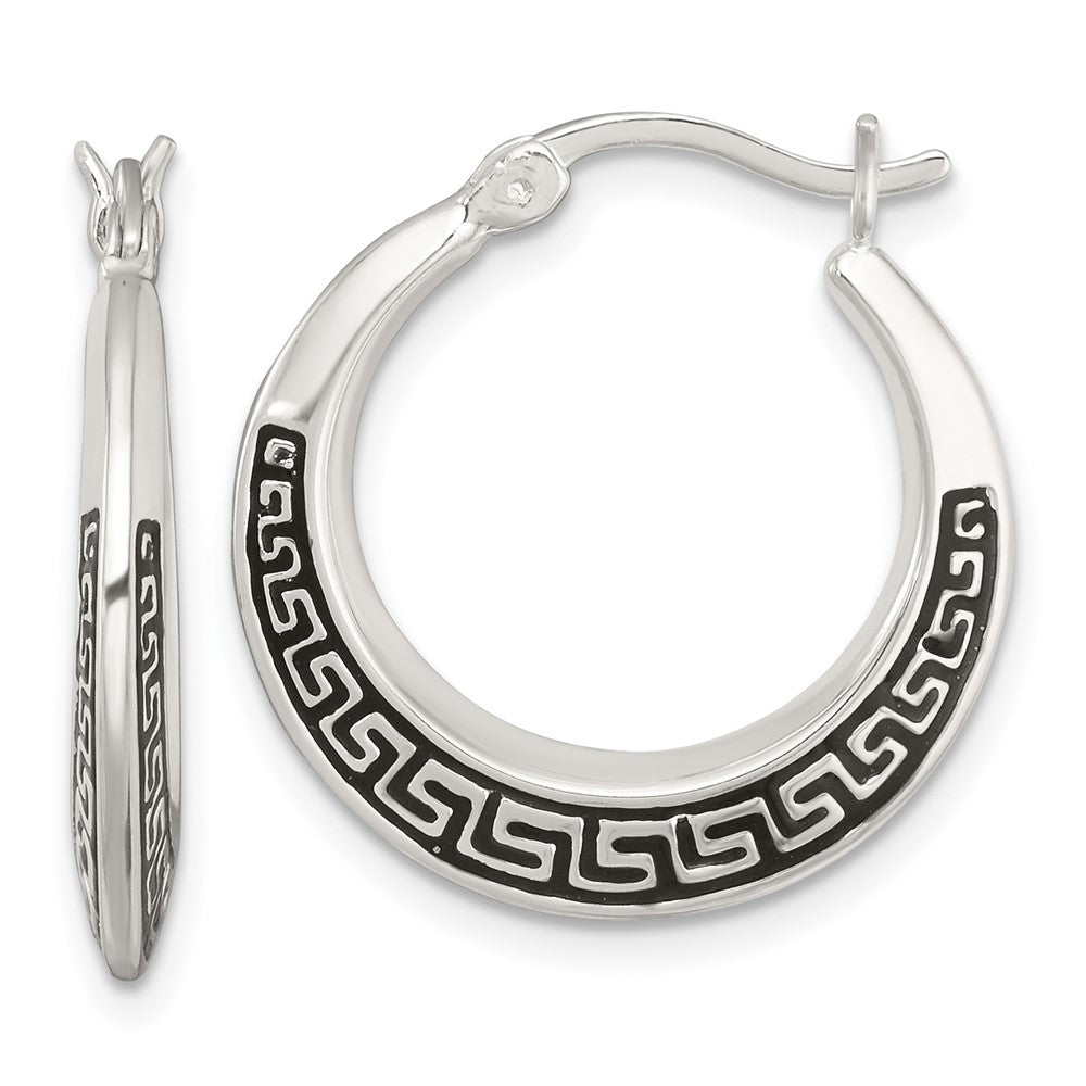 Sterlingsilber Poliert und Emailliert Greek Key Creolen