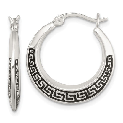 Sterlingsilber Poliert und Emailliert Greek Key Creolen