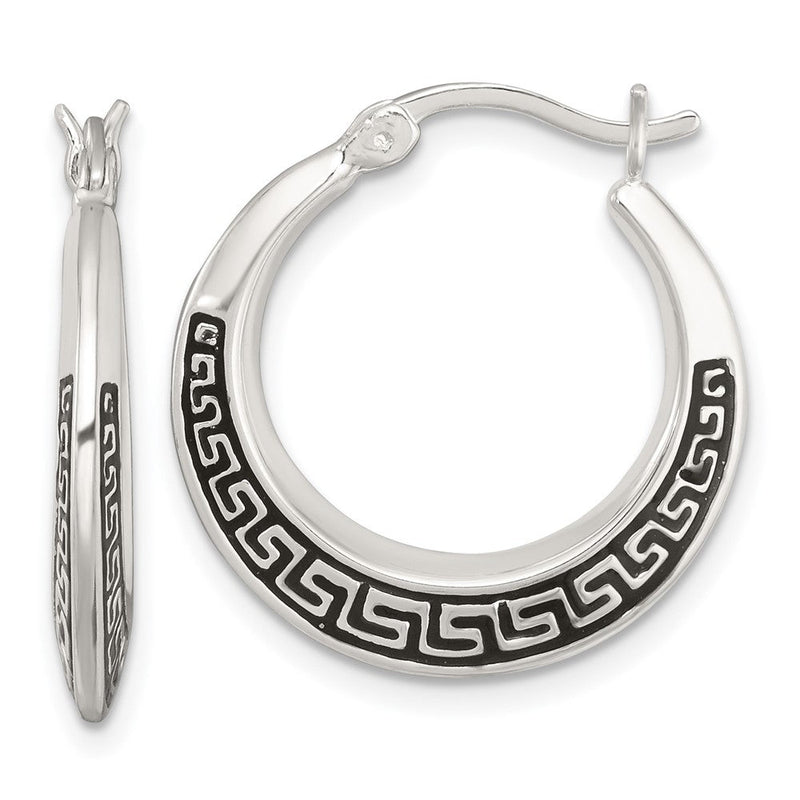 Sterlingsilber Poliert und Emailliert Greek Key Creolen