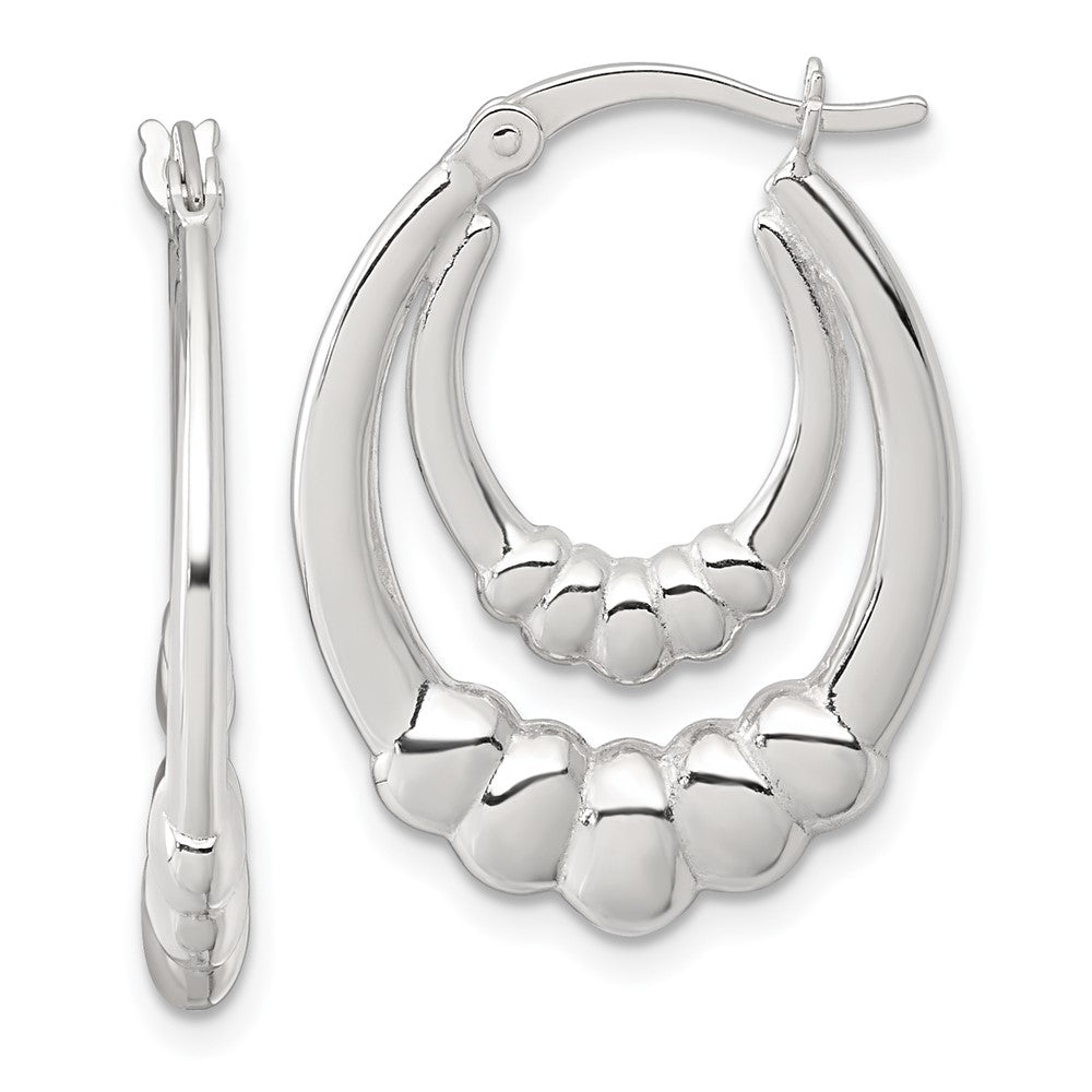 Sterlingsilber Poliert Gewellt Oval Creolen