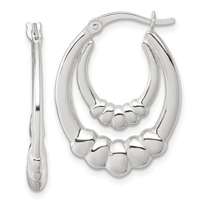 Sterlingsilber Poliert Gewellt Oval Creolen