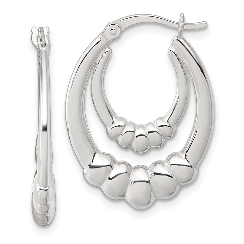 Sterlingsilber Poliert Gewellt Oval Creolen