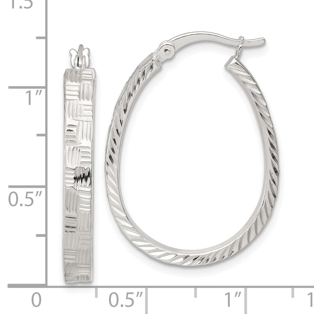 Sterlingsilber Poliert Diamantiert 4.0mm Oval Creolen