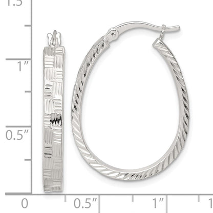 Sterlingsilber Poliert Diamantiert 4.0mm Oval Creolen