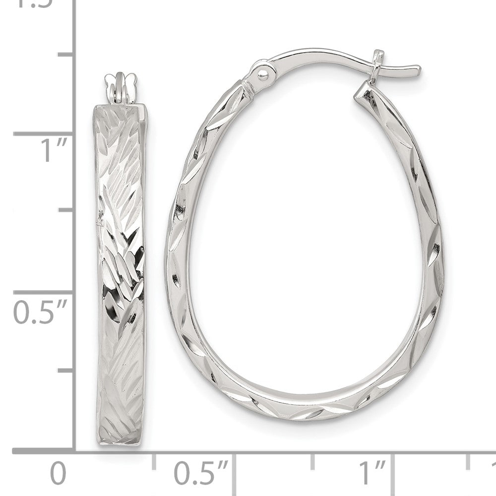 Sterlingsilber Poliert Diamantiert 4.0mm Oval Creolen