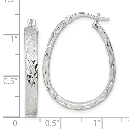 Sterlingsilber Poliert Diamantiert 4.0mm Oval Creolen