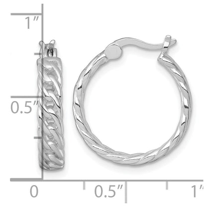 Sterlingsilber Rhodiniert Poliert 4mm Panzer Glieder Rund Creolen
