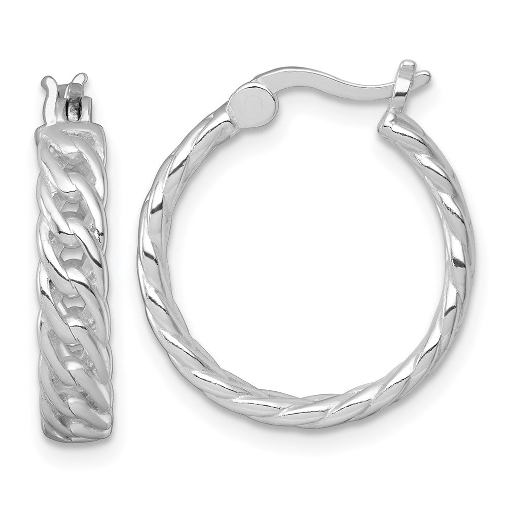 Sterlingsilber Rhodiniert Poliert 4mm Panzer Glieder Rund Creolen