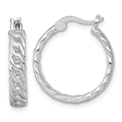 Sterlingsilber Rhodiniert Poliert 4mm Panzer Glieder Rund Creolen